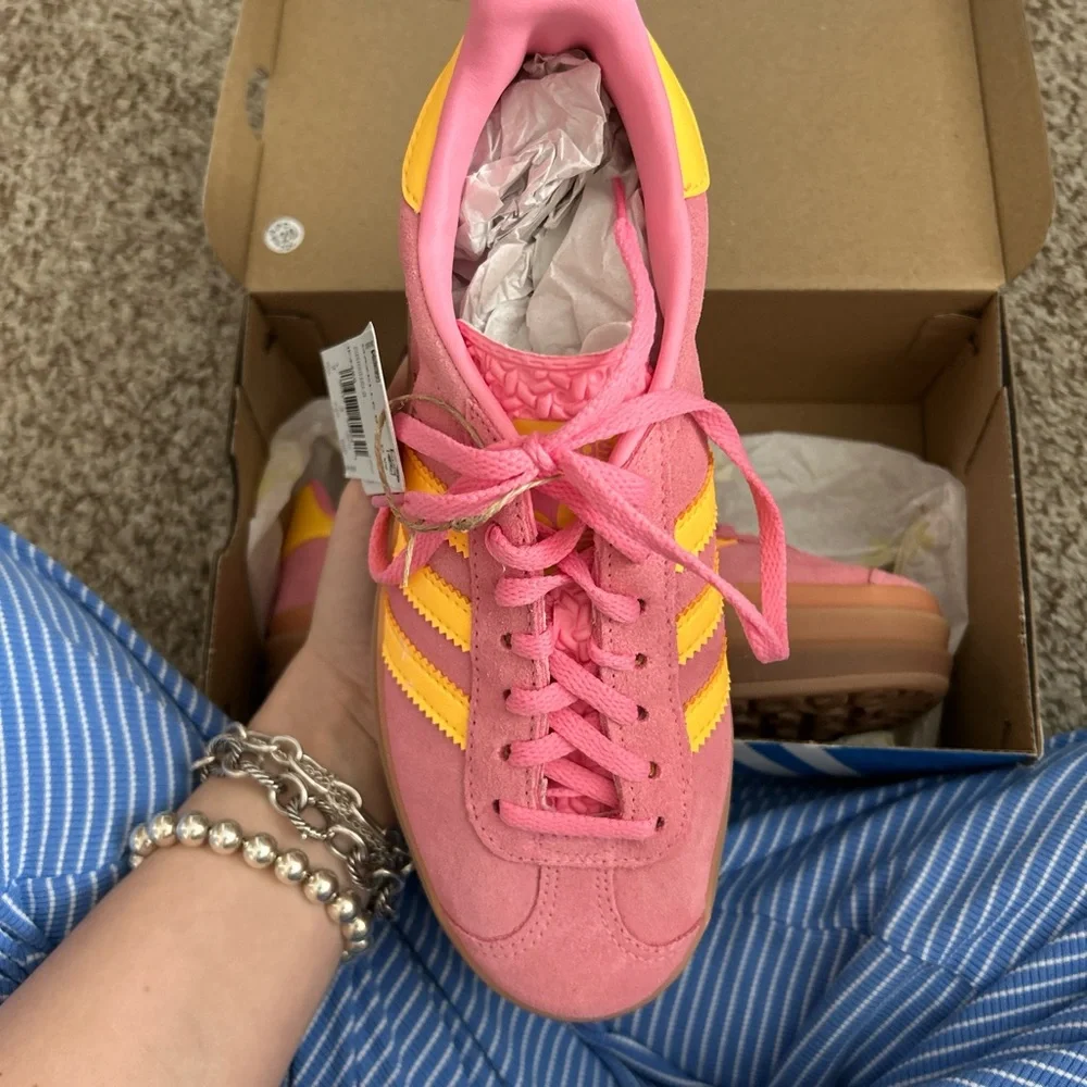 adidas Pink & Yellow Suede Sneakers with Gum Sole